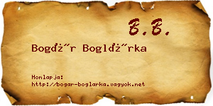 Bogár Boglárka névjegykártya